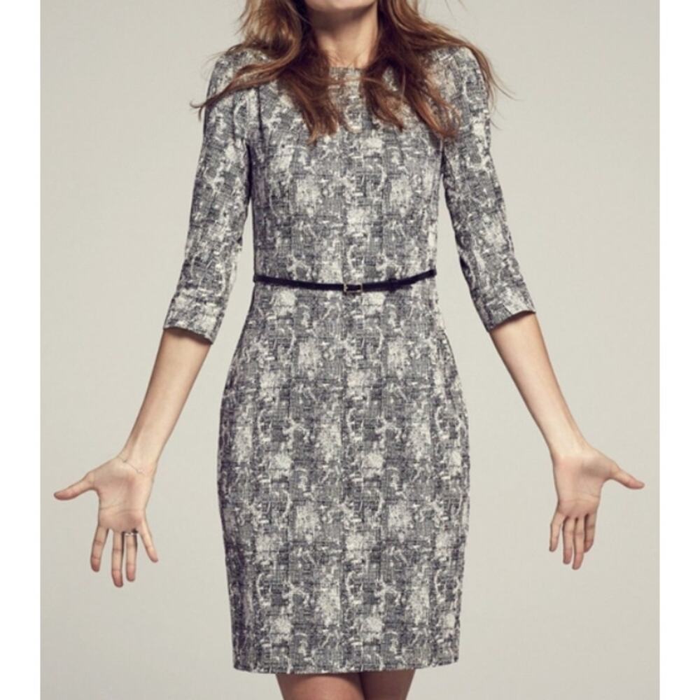 MM. LaFleur The Etsuko Sheath Dress 3/4 Sleeve Crackle Black Women's Plus 1X 20
